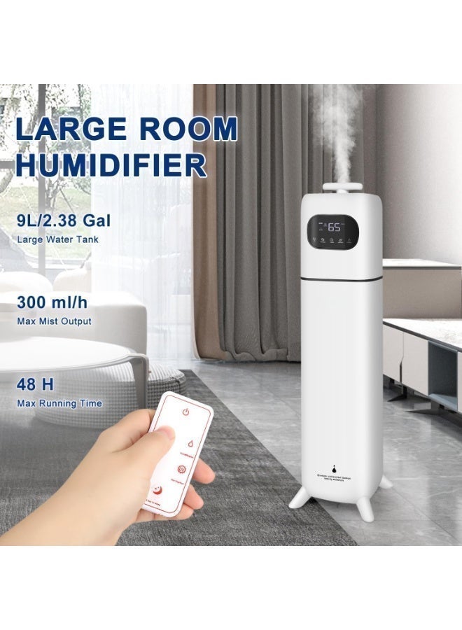 ET-LIFE Humidifier Large Room, 9L Air Humidifier Large Room with Essential Oil Diffuser, Top Fill Cool Mist Humidifier for Home Bedroom Baby Nursery Whole House Office Plant (White) - Image 2